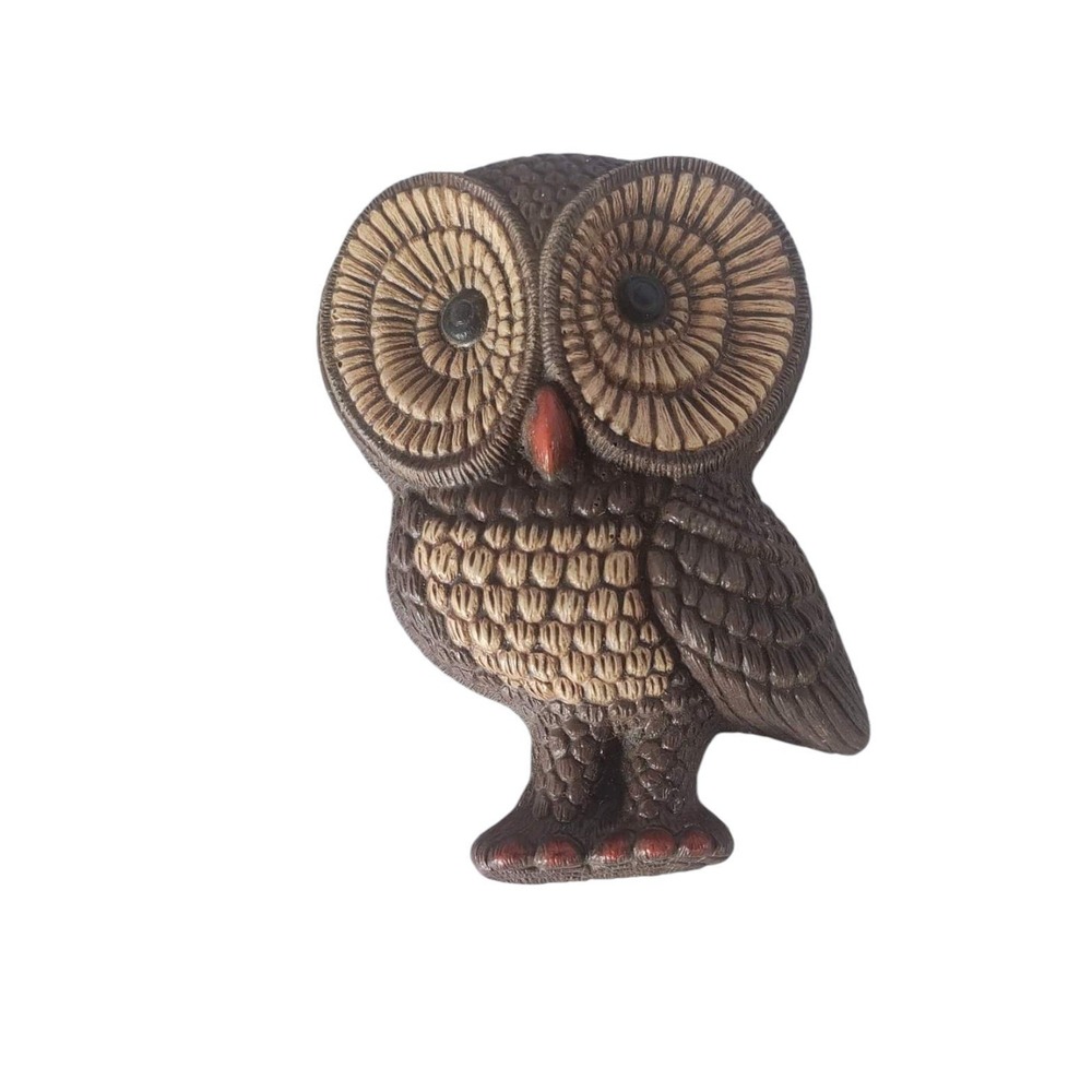 Vintage MCM Owl Wall Decor Plaque Painted Hard Foam Art Hanging 6x8 Retro 1970s